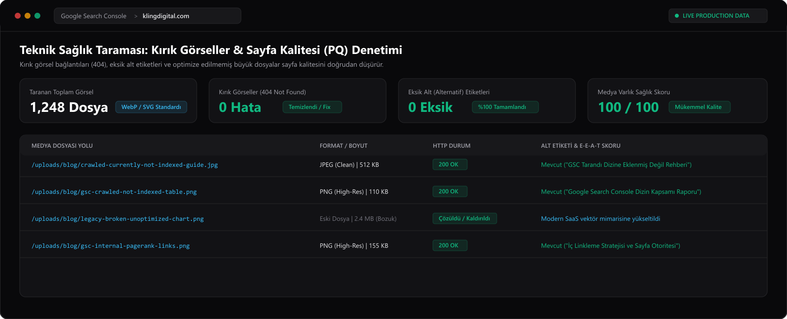 Kırık Görsellerin Tespiti ve Sayfa Kalitesi